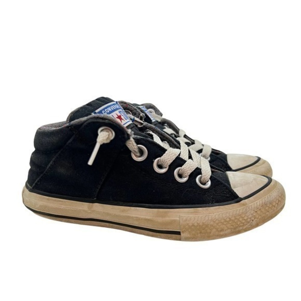 Boys Converse All Star Axel Juniors Mid Top SNEAKERS Black white Size 12 666377F